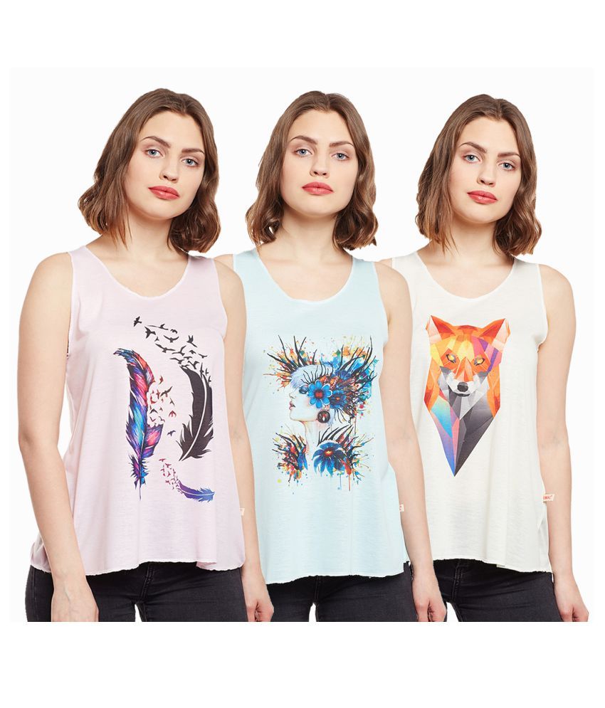     			Vimal Jonney - Multicolor Cotton Women's Tank Top ( Pack of 3 )