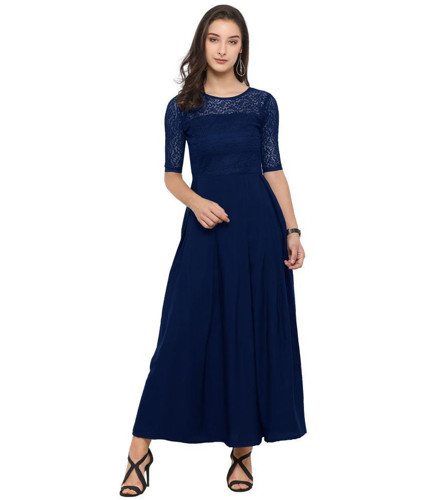 navy a line gown