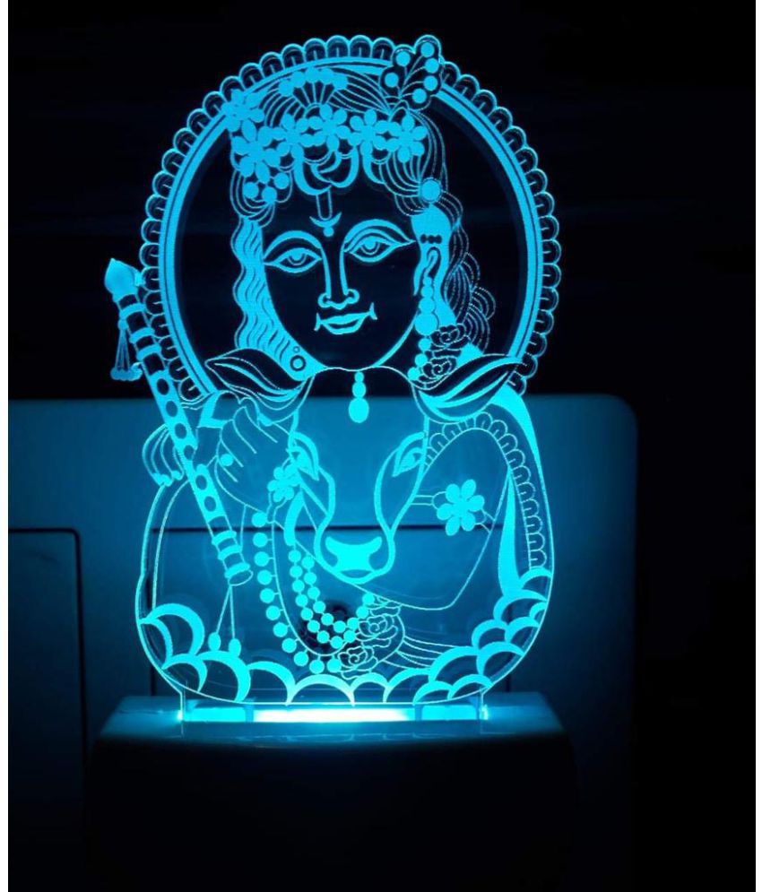     			Ajanta lord Krishna Bhagwan code: 2075 3D Night Lamp Multi - Pack of 1
