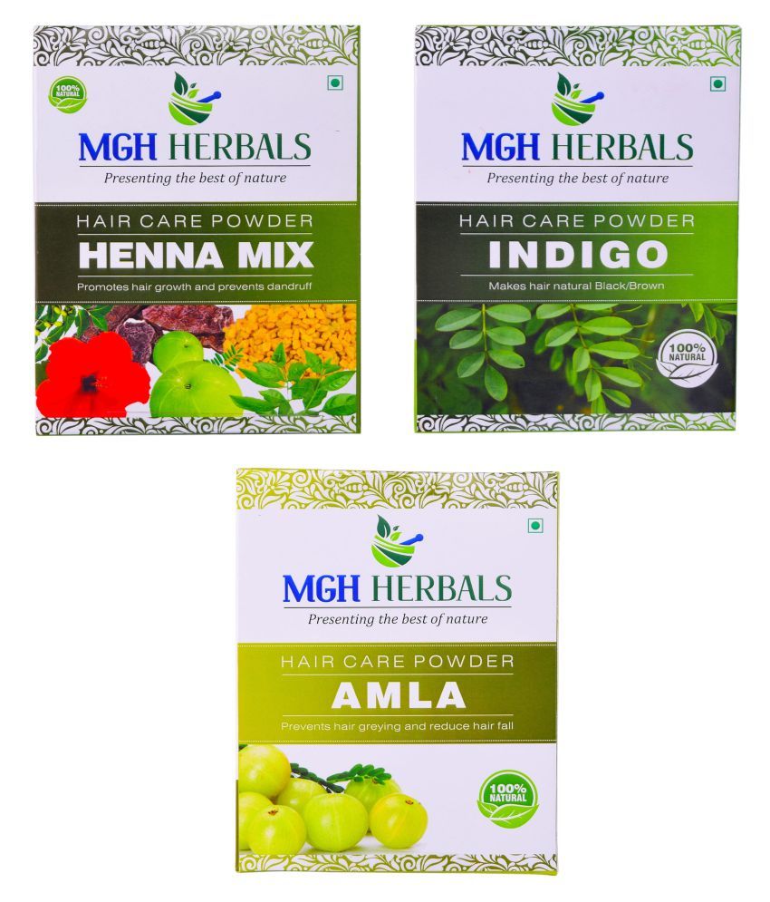 MGH Herbals Henna Mix, Indigo and Amla Powder Henna 100 gm Pack of 3
