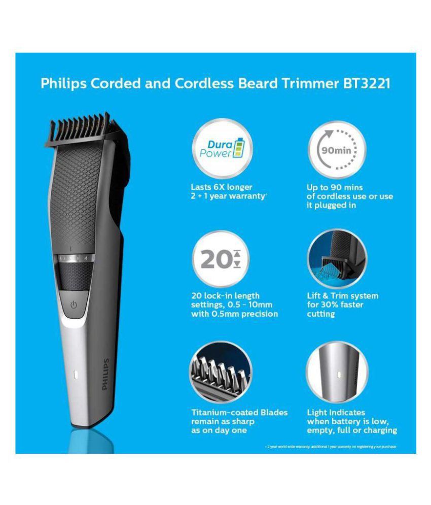philips trimmer bt3221 price
