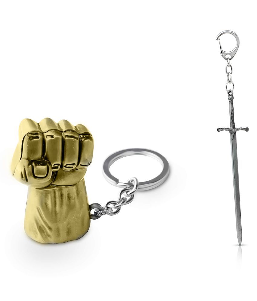 Three Shades Hulk Keychain & Game of Thrones Keychain Silver Sword