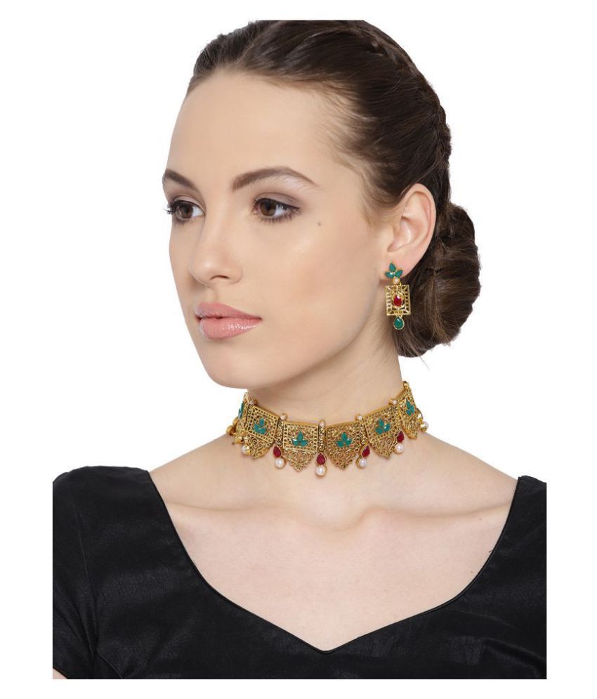 Zaveri pearls pearl choker necklace set Clearance
