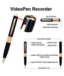 SmartPen Gold &amp; Black Spy Pen Camera with Audio/Video Recording,up to 32GB card supportable