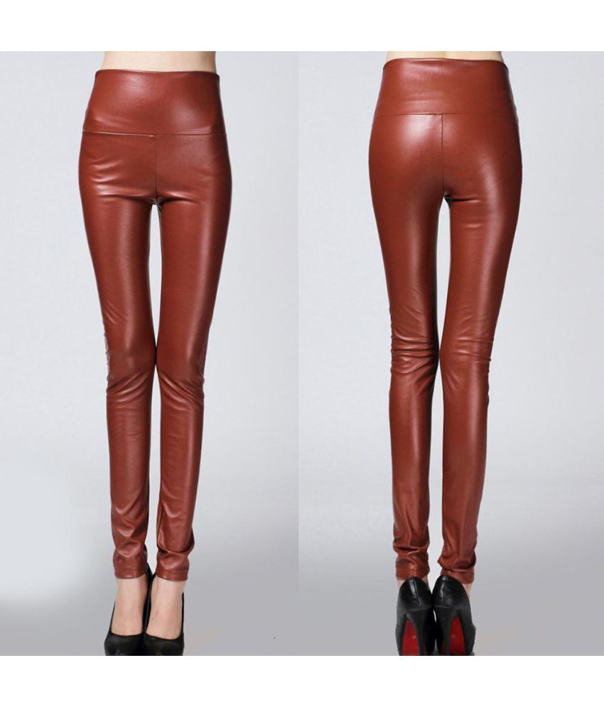 high waisted faux leather jeans