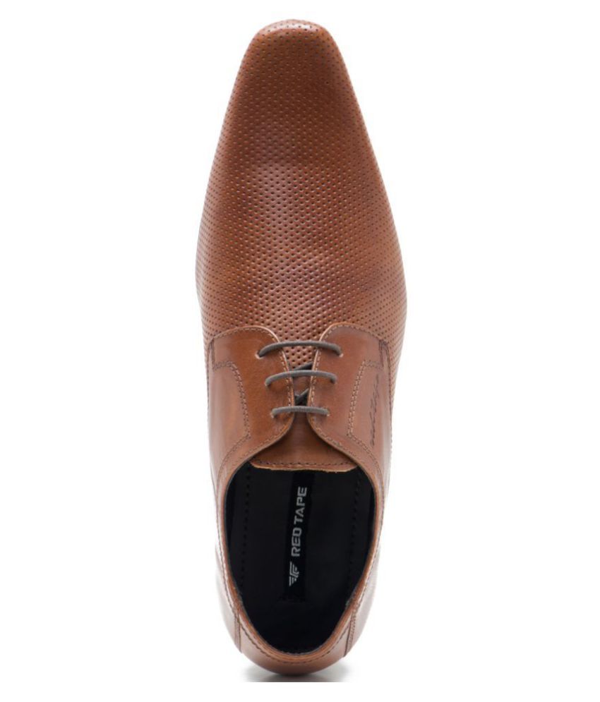 red tape tan derby formal shoes