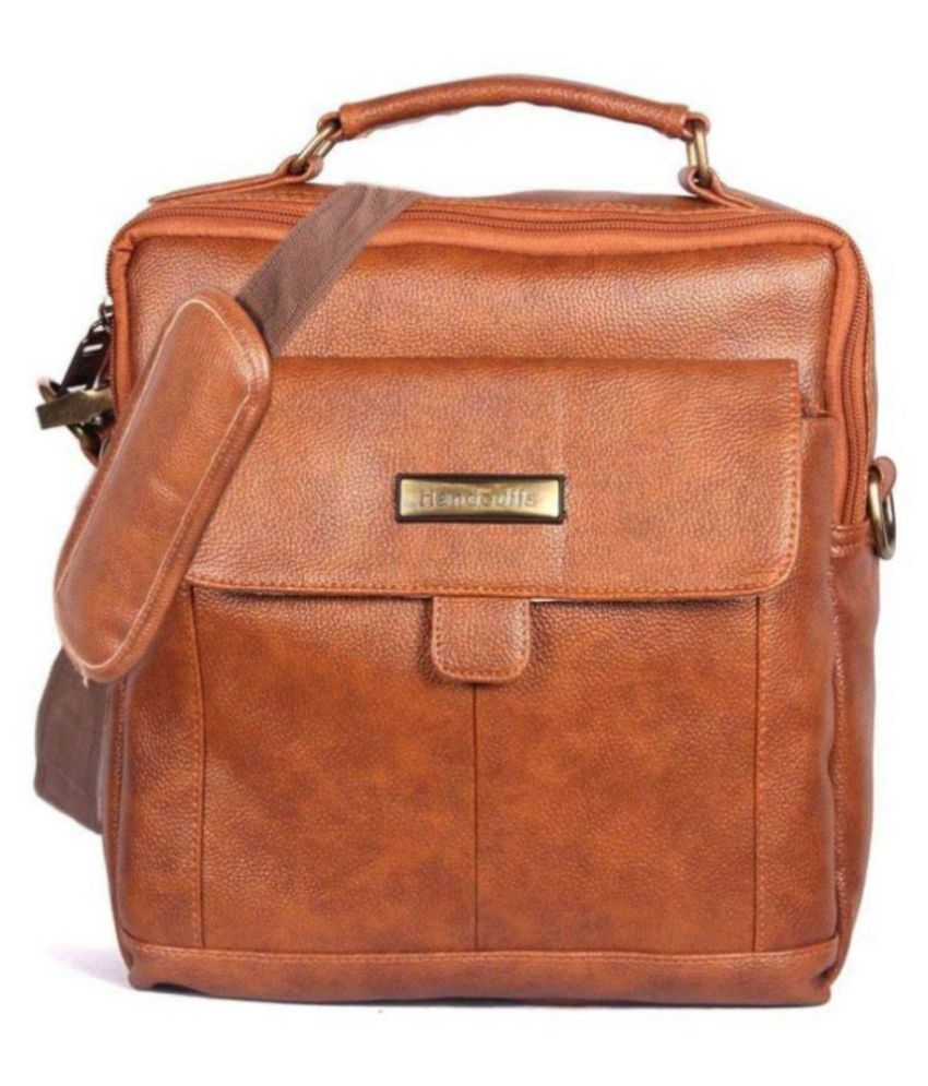     			Goodwin Tan Leather Office Messenger Bag