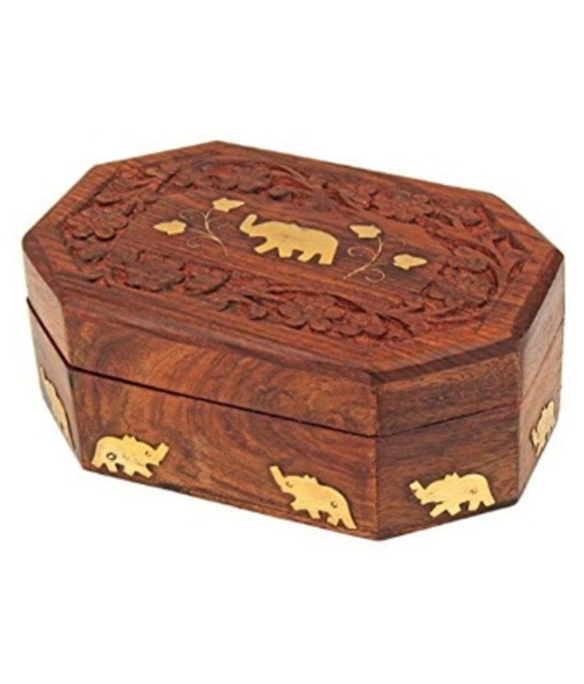 Handmade Wooden Jewellery Box for Women Jewel Organizer Flower Décor