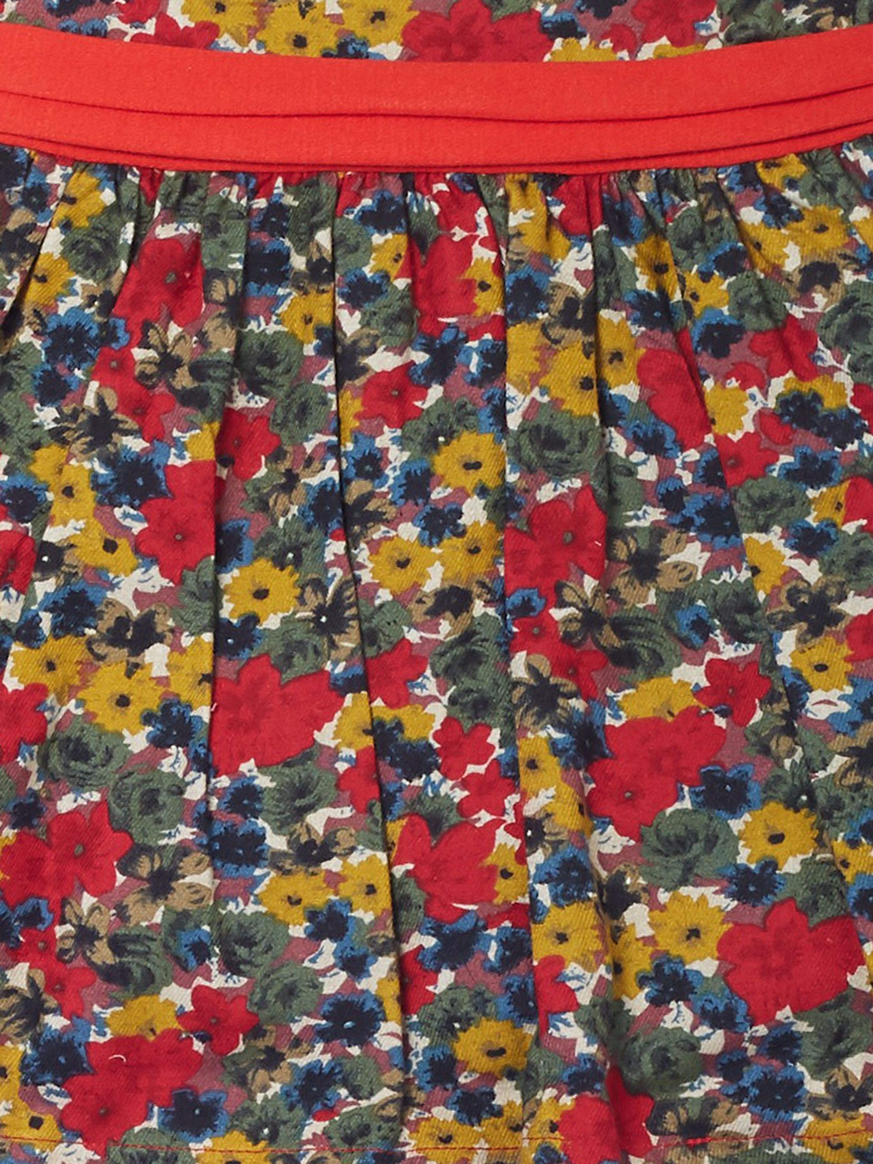 yellow Duck Red Cotton Sleeveless Printed Mid Thigh Length Casual A