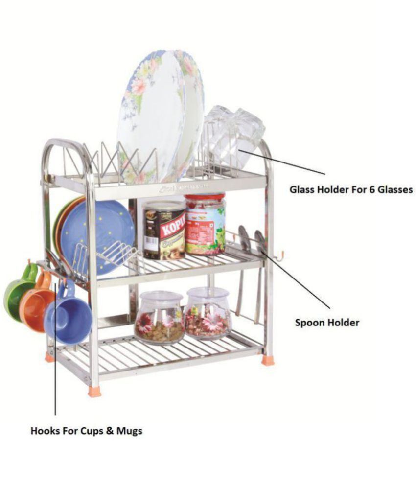 Amol Stainless Steel 15X9X18 Inch Kitchen Dish Rack/ Bartan Stand