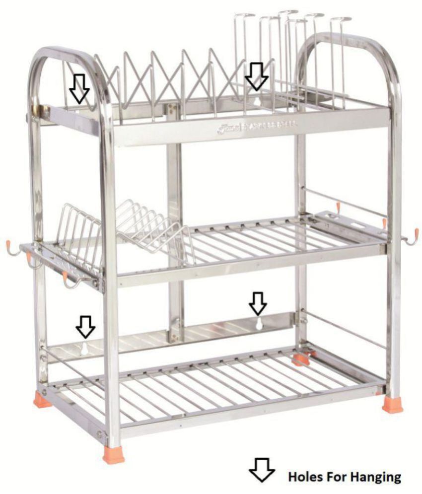 Amol Stainless Steel 15X9X18 Inch Kitchen Dish Rack/ Bartan Stand