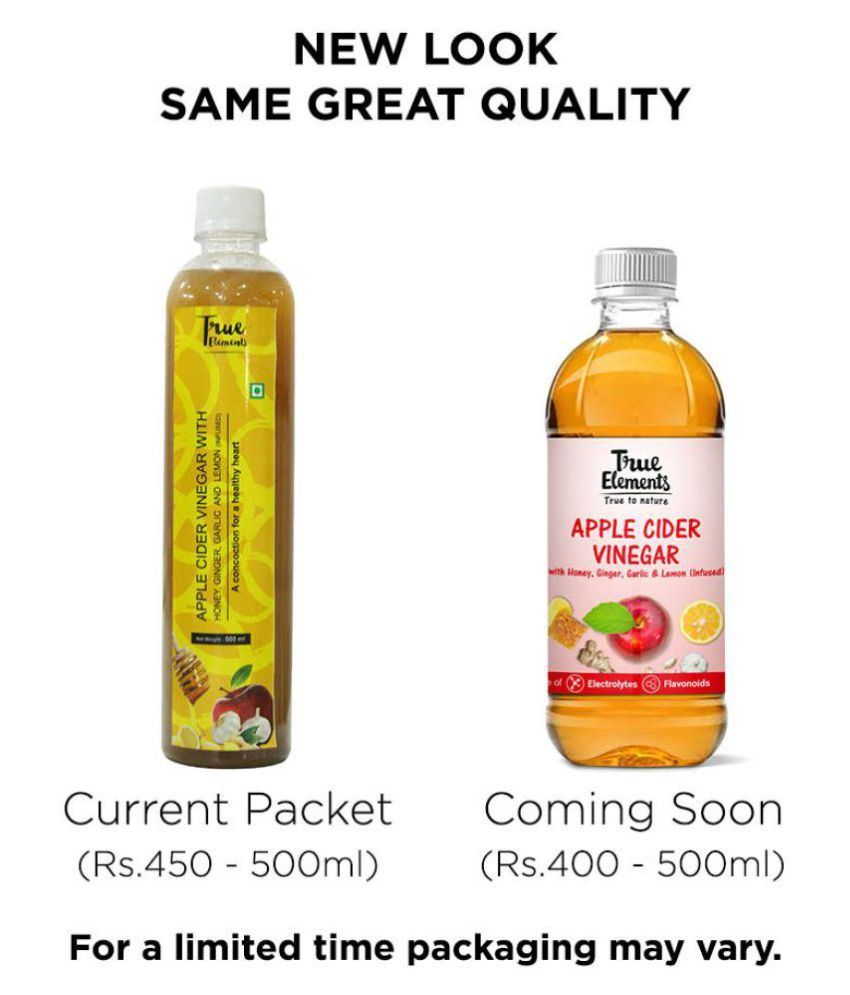 True Elements Apple Cider Vinegar with Honey,Ginger,Lemon,Garlic 500 ml