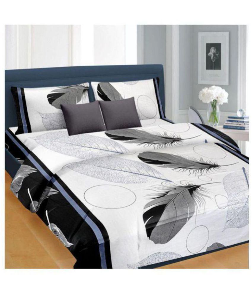     			Aazeem Poly Cotton Double Bedsheet with 2 Pillow Covers
