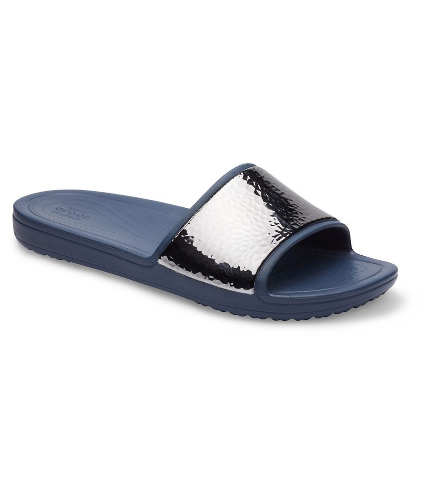 navy slide sandals