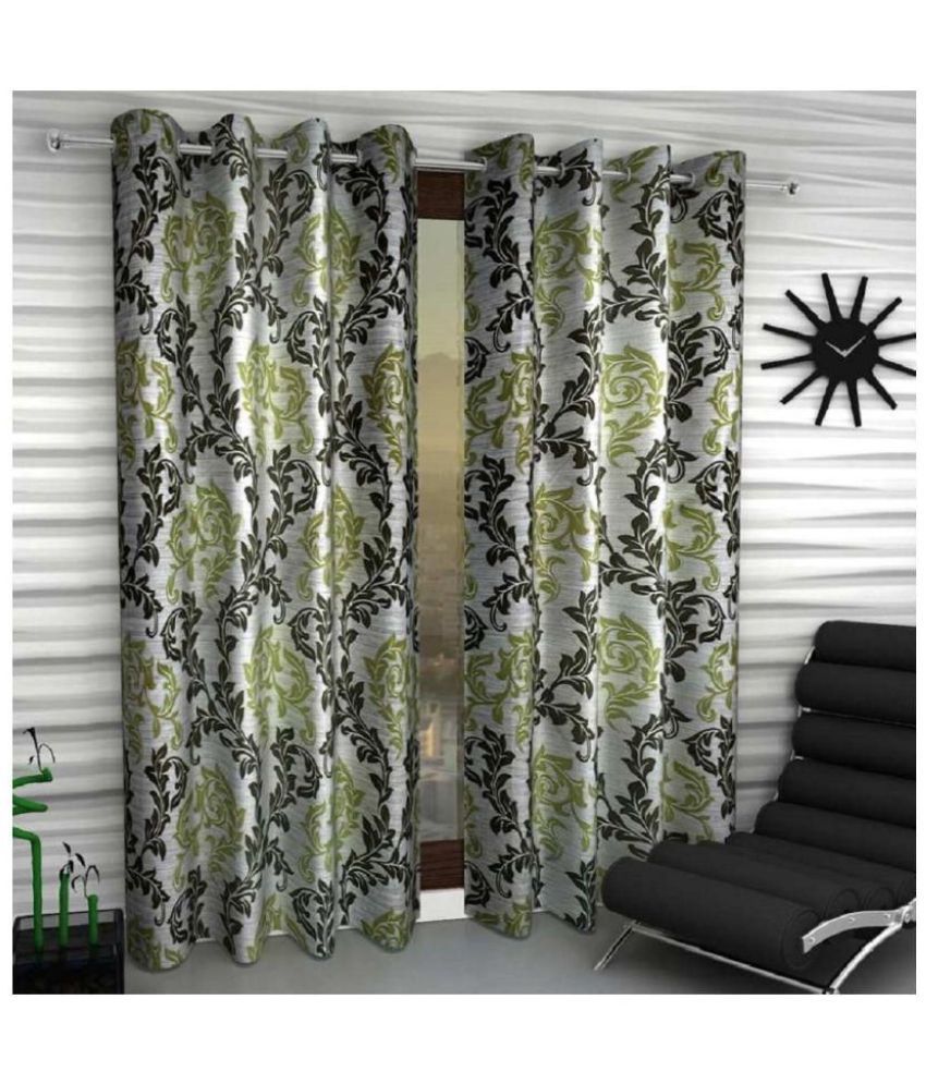     			Tanishka Fabs Abstract Semi-Transparent Eyelet Curtain 7 ft ( Pack of 2 ) - Green