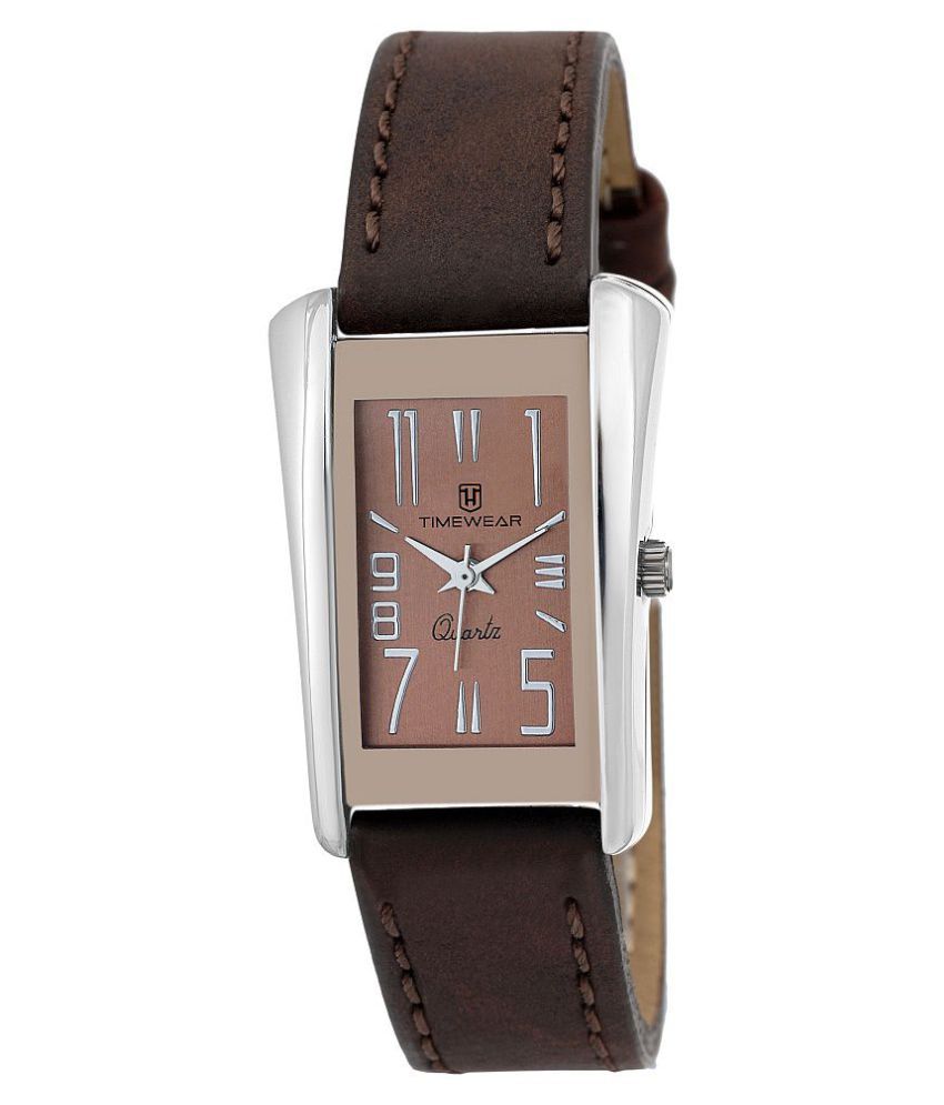     			TIMEWEAR Brown Leather Analog Watch