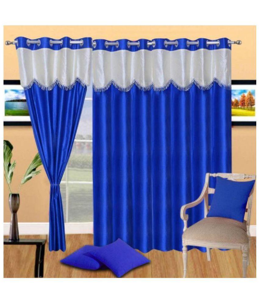     			Tanishka Fabs Semi-Transparent Curtain 5 ft ( Pack of 3 ) - Blue