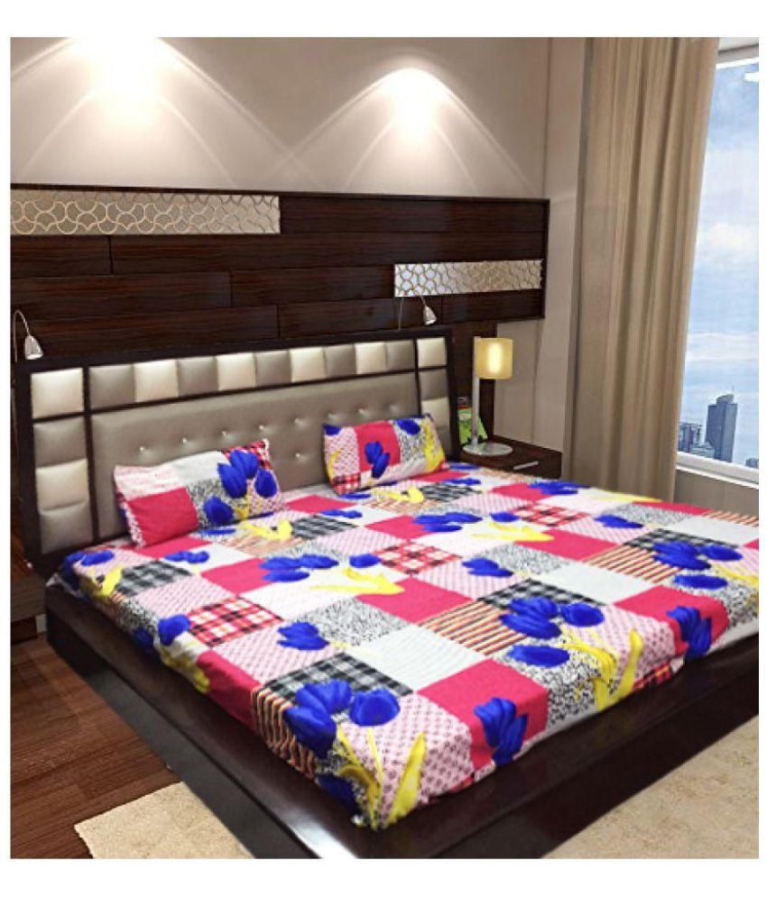 Aazeem Poly Cotton Double Bedsheet With 2 Pillow Covers Buy Aazeem Poly Cotton Double Bedsheet