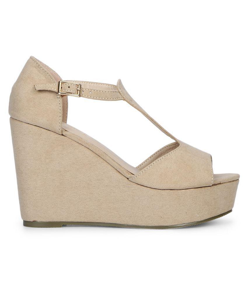Truffle Collection Beige Wedges Heels Price in India- Buy Truffle ...