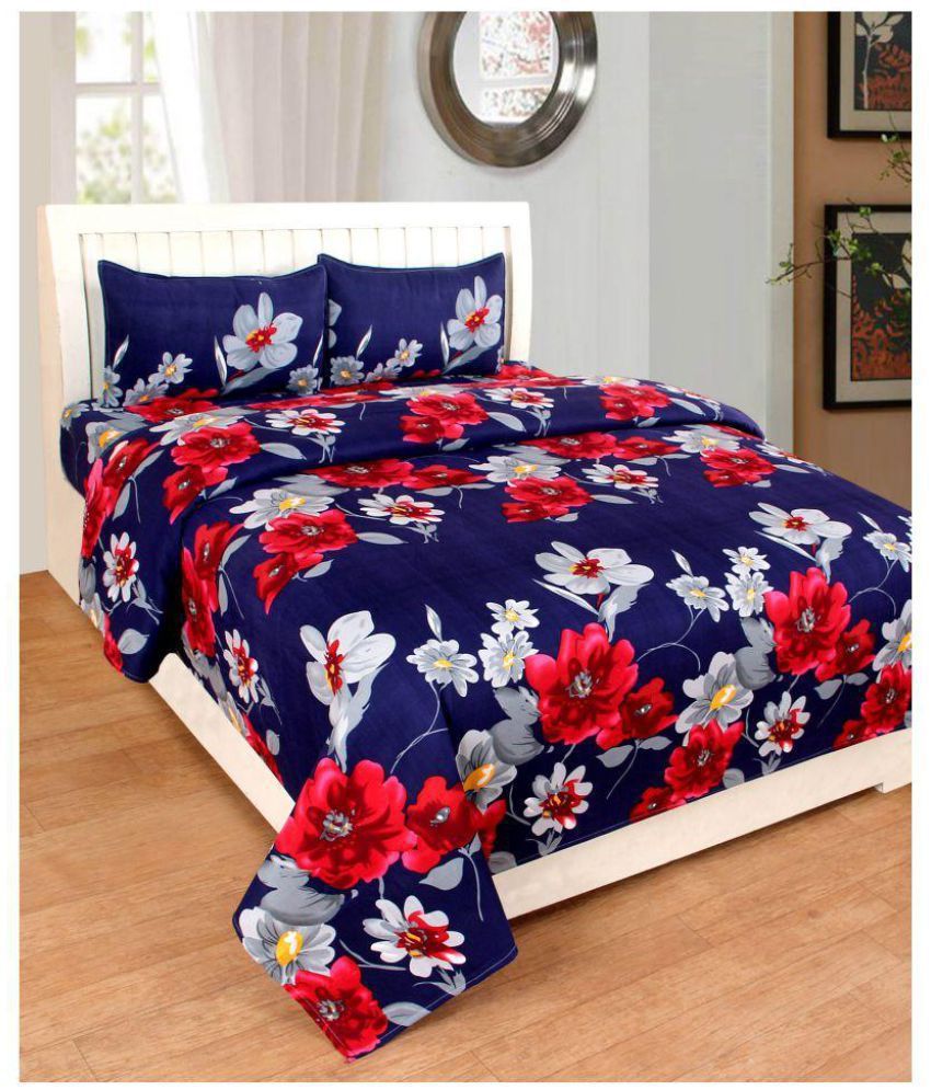countingbeds Poly Cotton Double Bedsheet with 2 Pillow Covers - Buy
