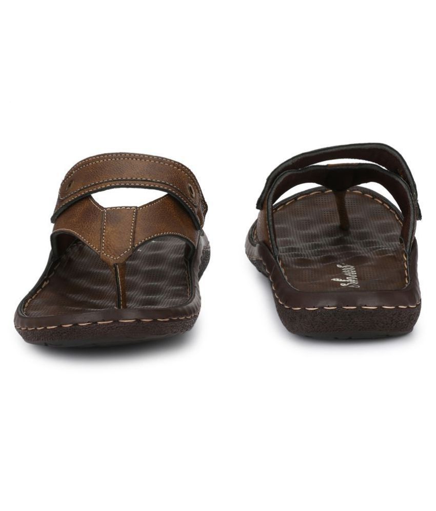 shences brown leather slippers