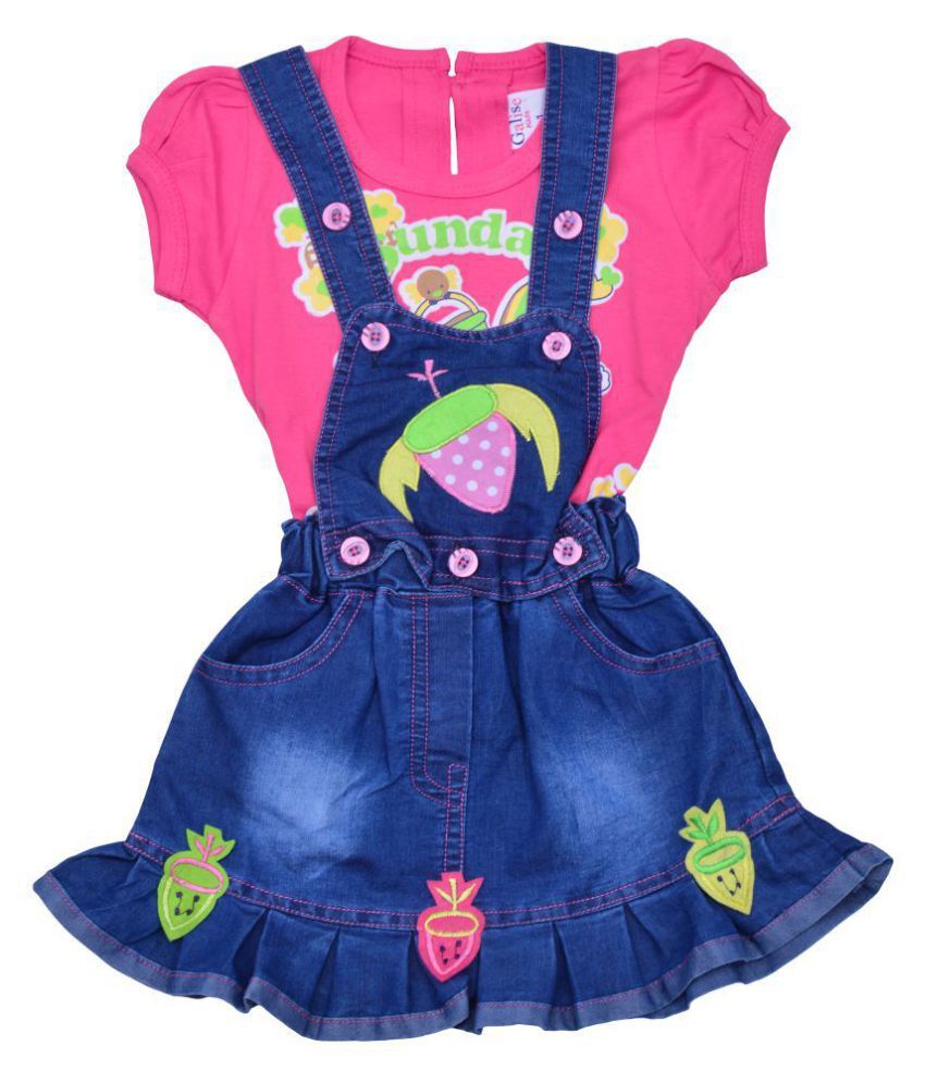 girls pink denim dress