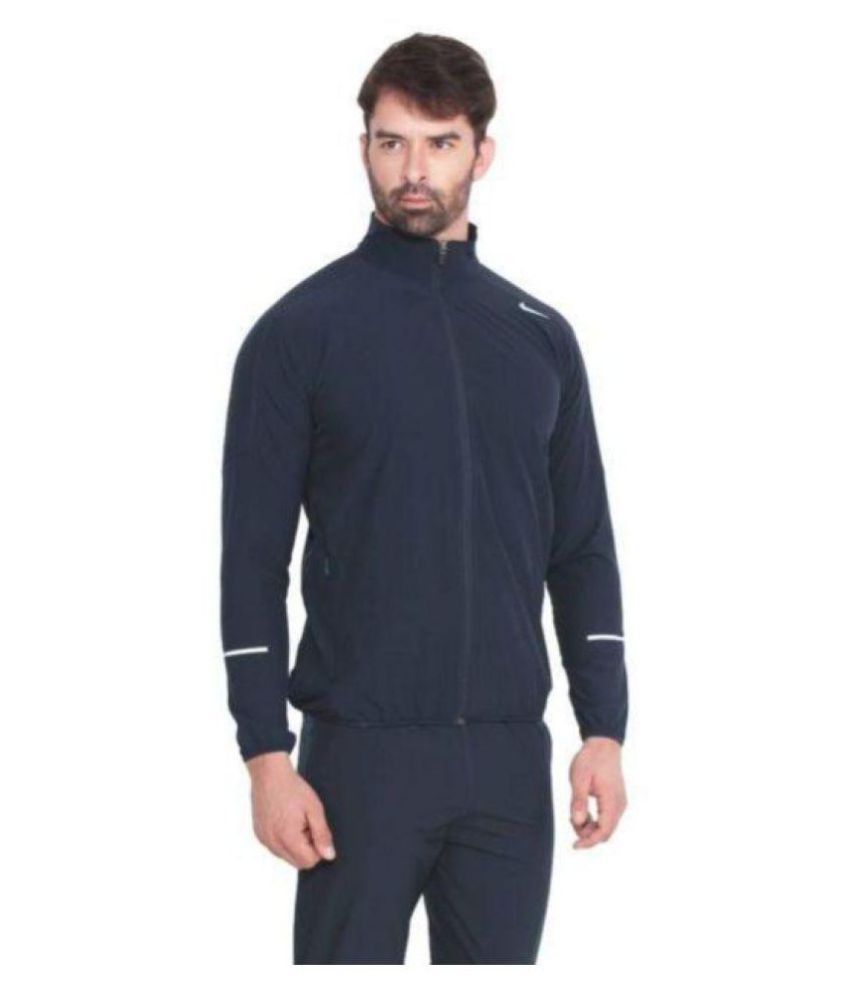 nike navy polyester terry jacket