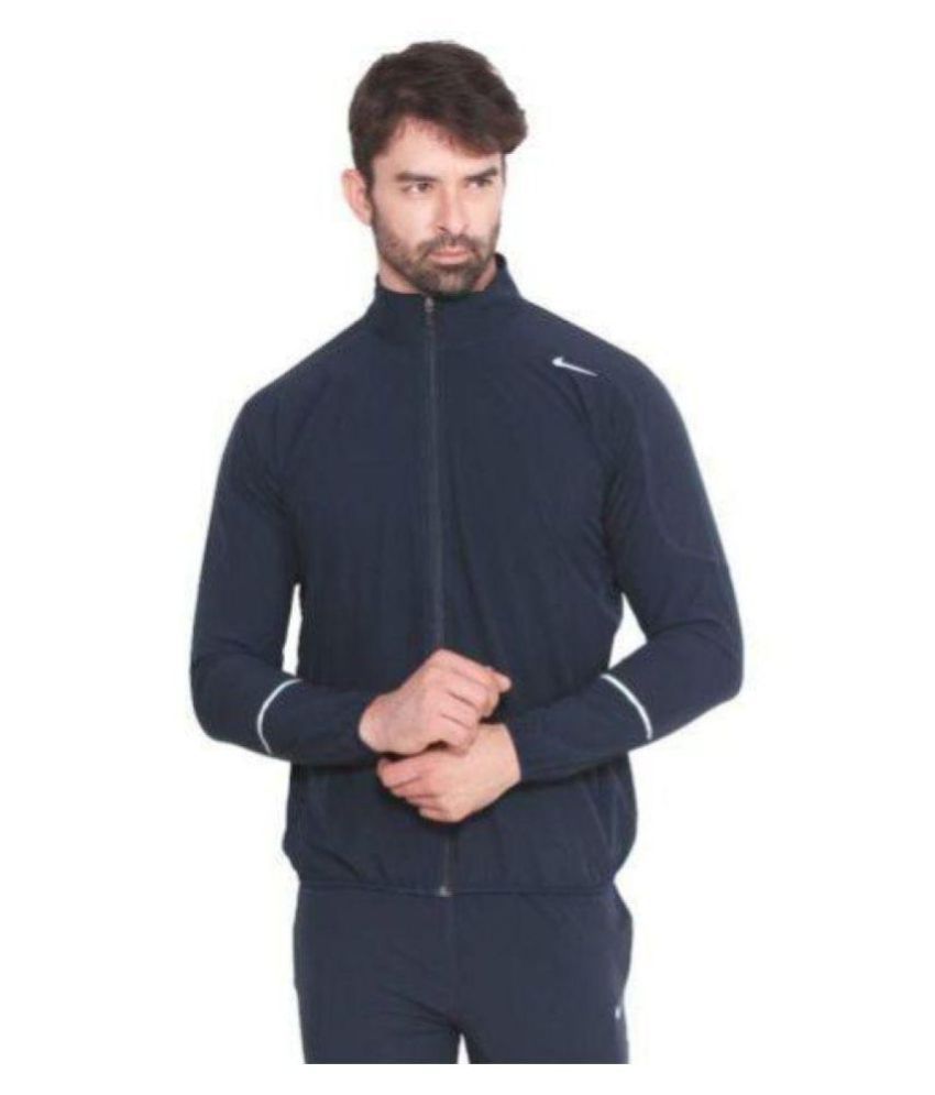 nike navy polyester terry jacket