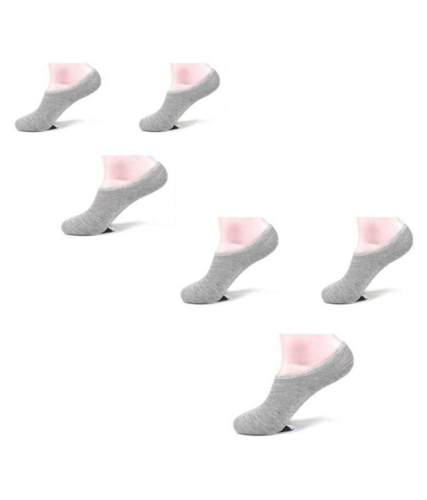     			Tahiro Grey Cotton Plain No Show Socks - Pack Of 6