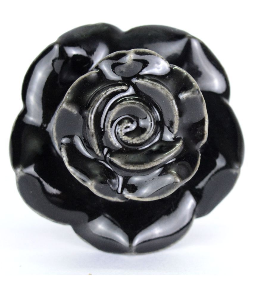 Buy Pack Of 6 Black Rose Flower Dresser Knobs Drawer Knob Pulls