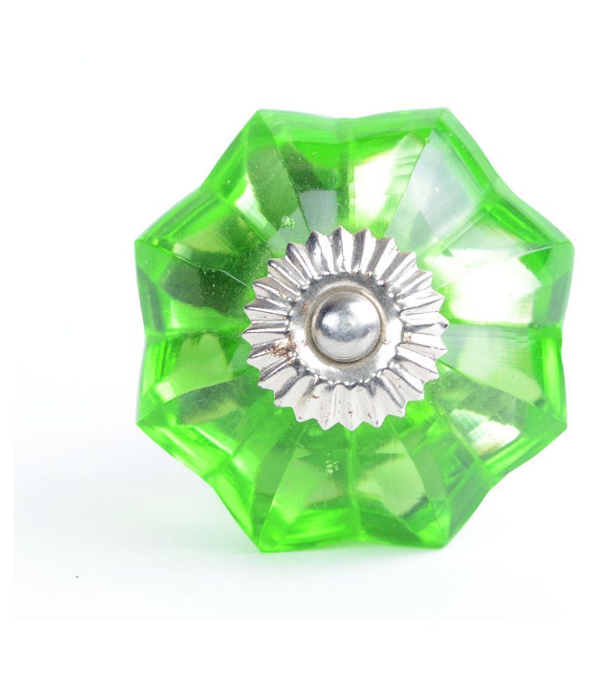 Buy Pack Of 6 Diamond Crystal Green Glass Melon Dresser Knobs