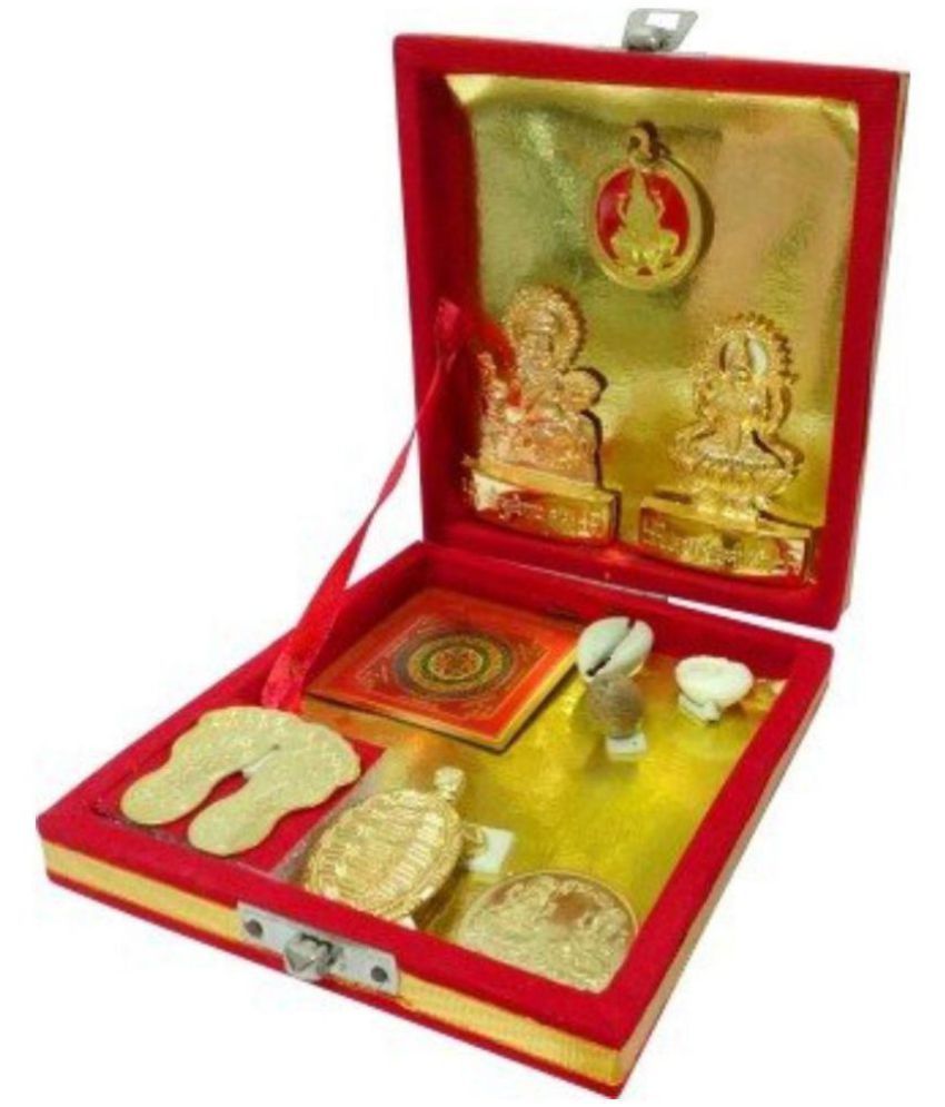     			only 4 you Yellow Brass Shri Kuber Dhan Laxmi Varsha Yantra -Set of 10