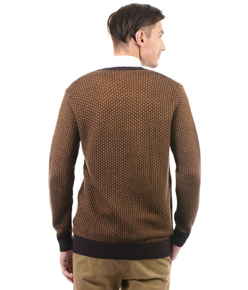 mens dark brown v neck sweater