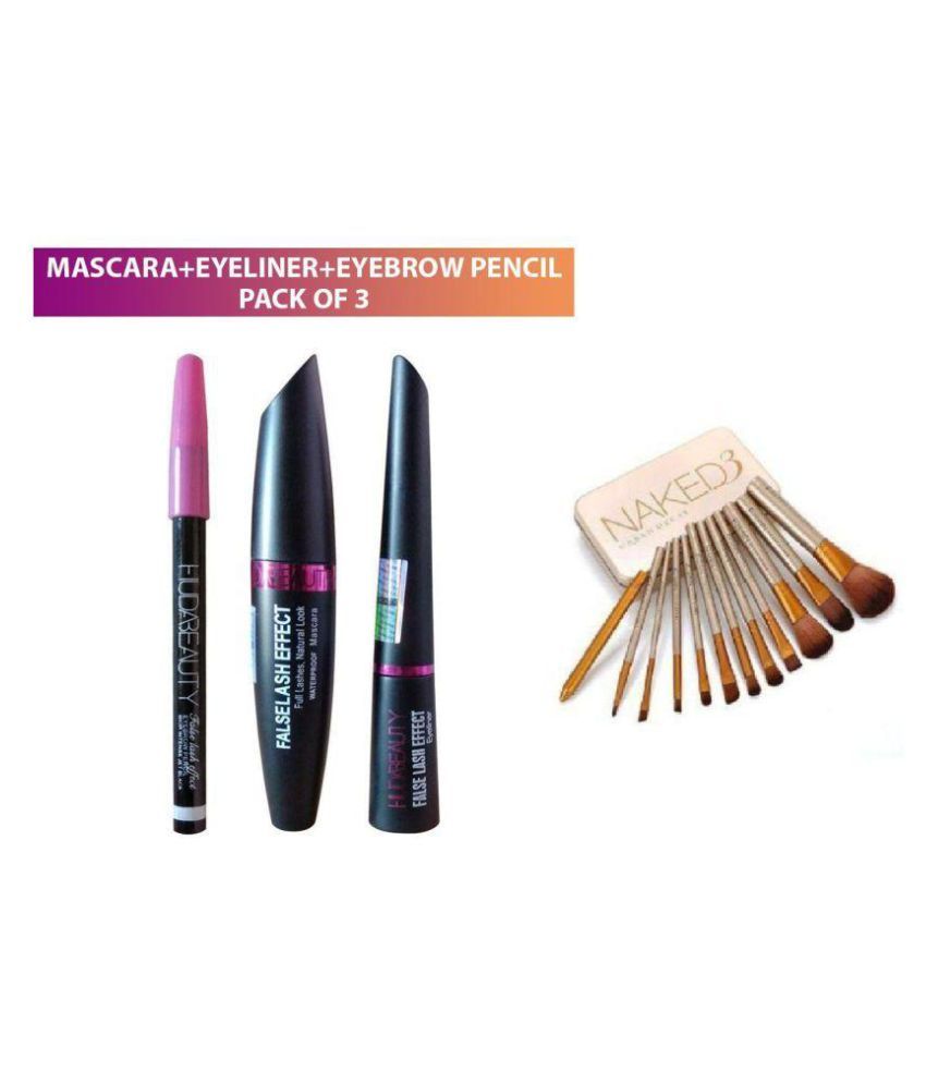 Huda Beauty Mascara Liquid Eyeliner with urban decay brush 350 gm Pack