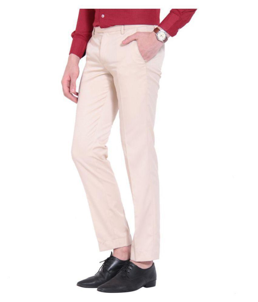 beige slim fit trousers