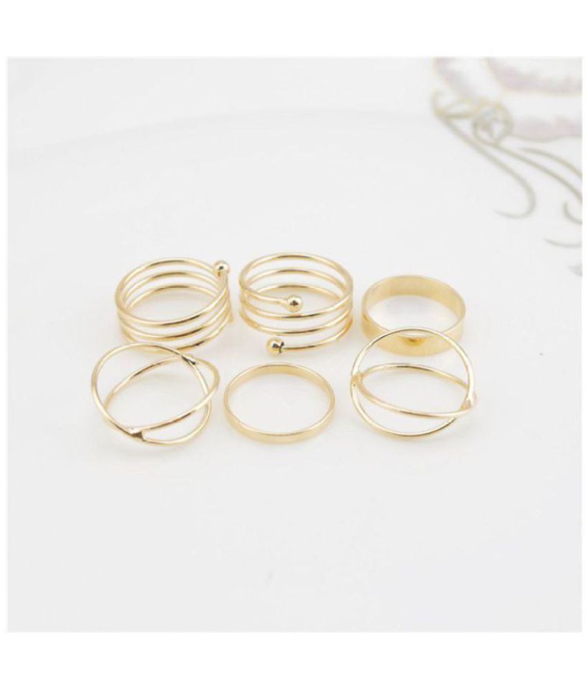 Stripes Gold Plated Rings Set of 6 Buy Stripes Gold Plated Rings