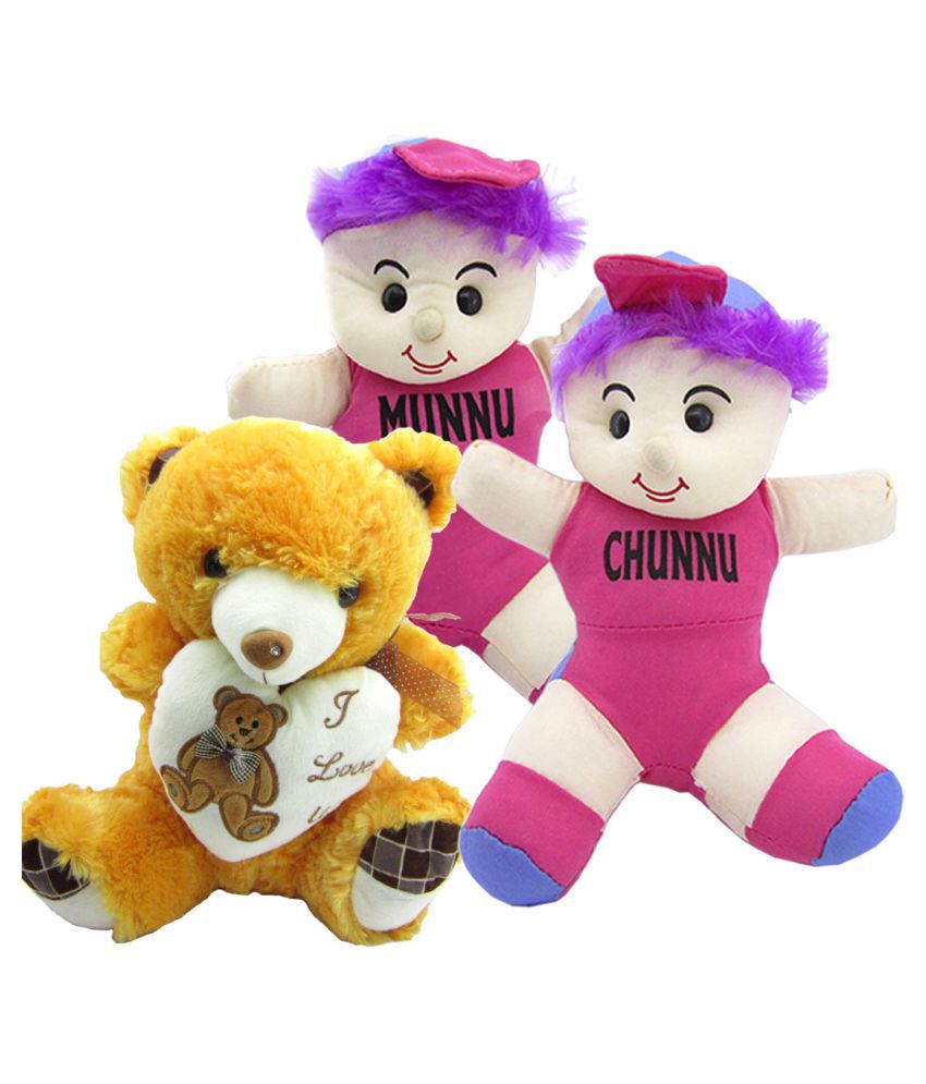Chunnu Munnu Soft Toy (Multi, 30 cm) Combo with soft toy I love you teddy  bear for Kids (Orange, 36 cm) - Buy Chunnu Munnu Soft Toy (Multi, 30 cm)  Combo with