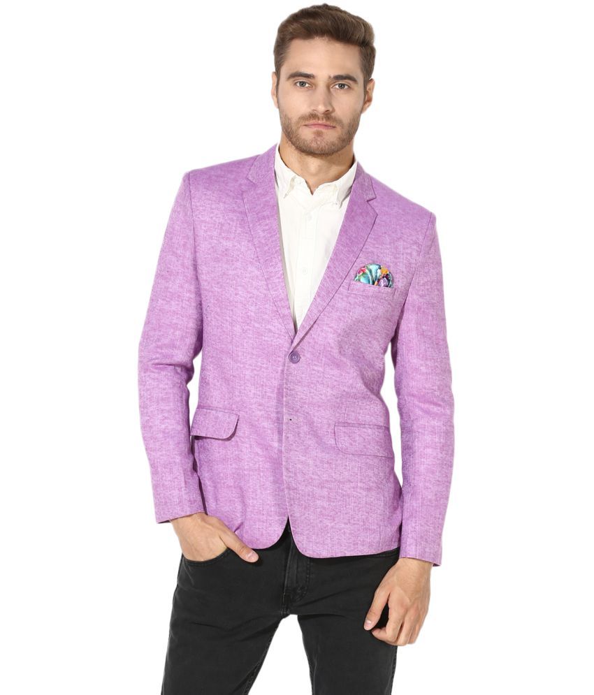     			Hangup Purple Solid Casual Blazers