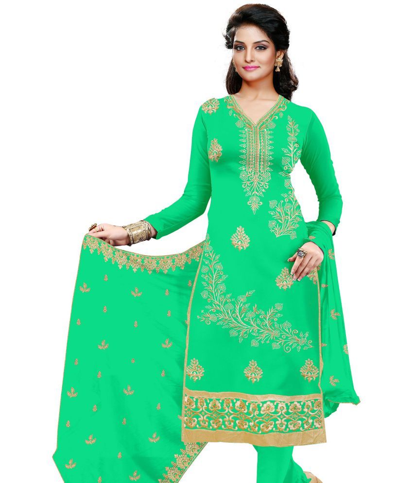 Udaan Green Satin Dress Material Buy Udaan Green Satin Dress Material