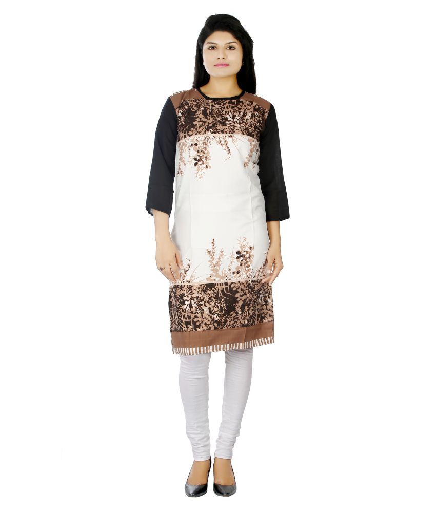     			FCK-3 Brown Crepe Straight Kurti