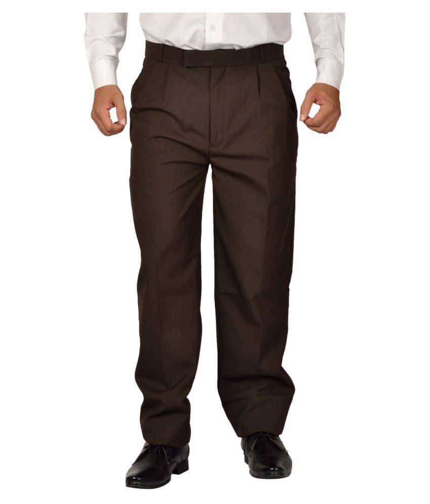     			Maharaja Shirt Brown Regular -Fit Flat Trousers