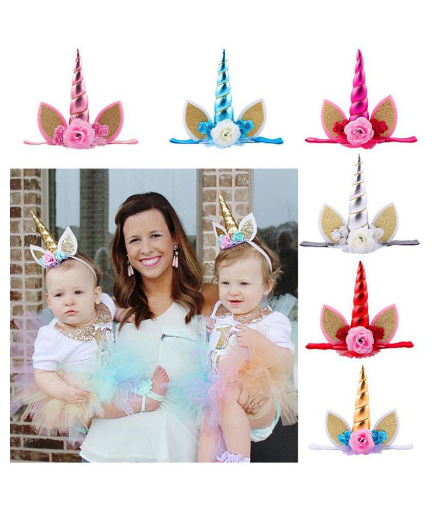 Shiny Unicorn Horn Flower Ribbon Cartoon Kids Headband Spiral Cosplay  Hairstyle Birthday Party Gifts: Buy Online at Low Price in India - Snapdeal