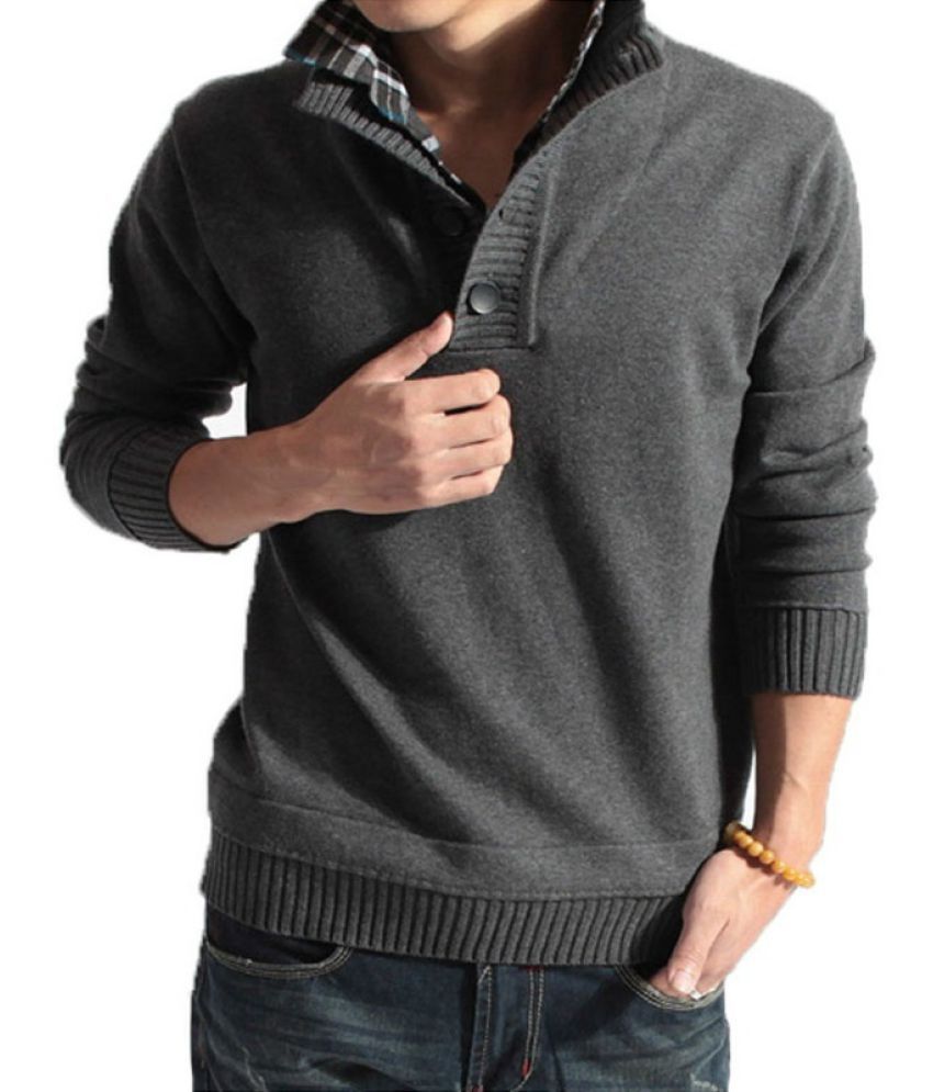 Changing Destiny Grey Round Neck Sweater - Buy Changing Destiny Grey ...