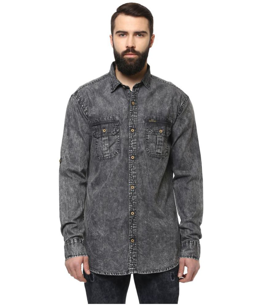     			Urbano Fashion - Grey Denim Slim Fit Men's Casual Shirt (Pack of 1)