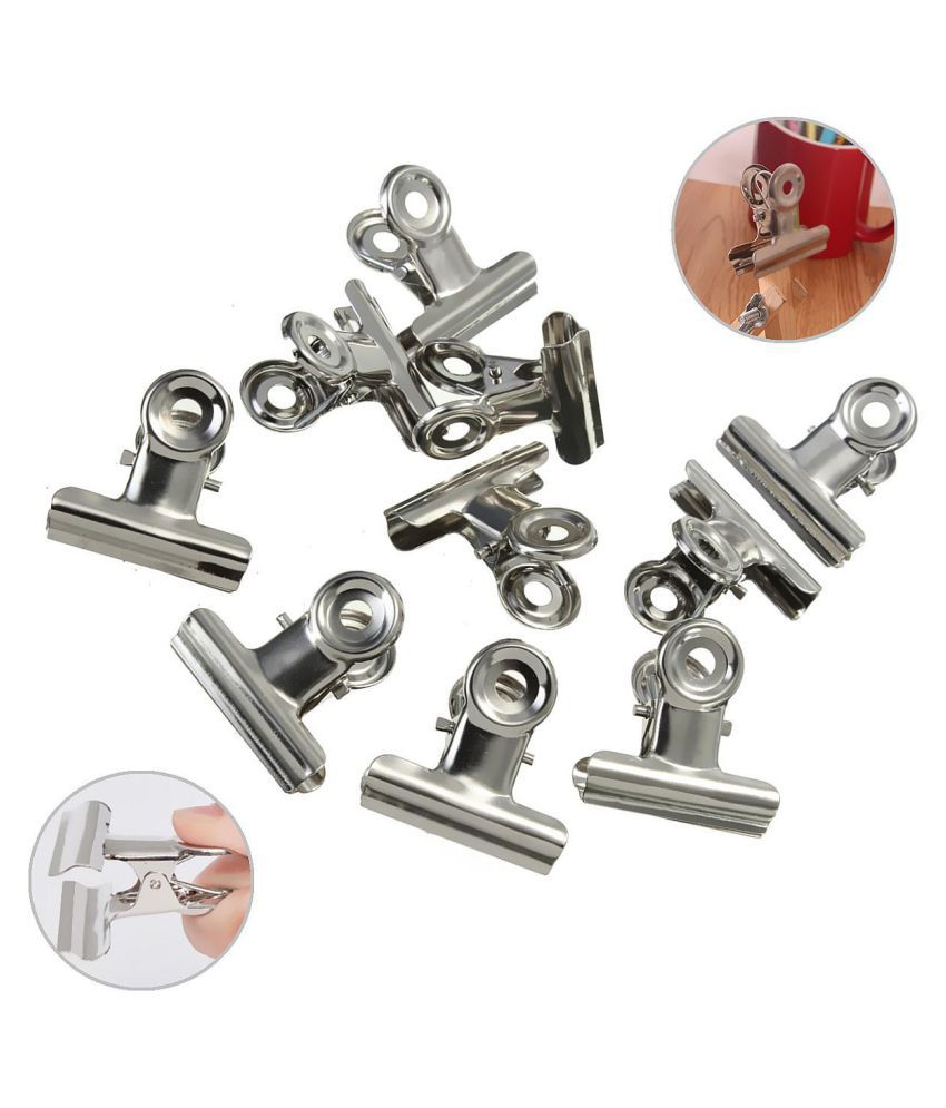 10x Stainless Steel Metal Bulldogs Clips 31mm Paper Money Letter File