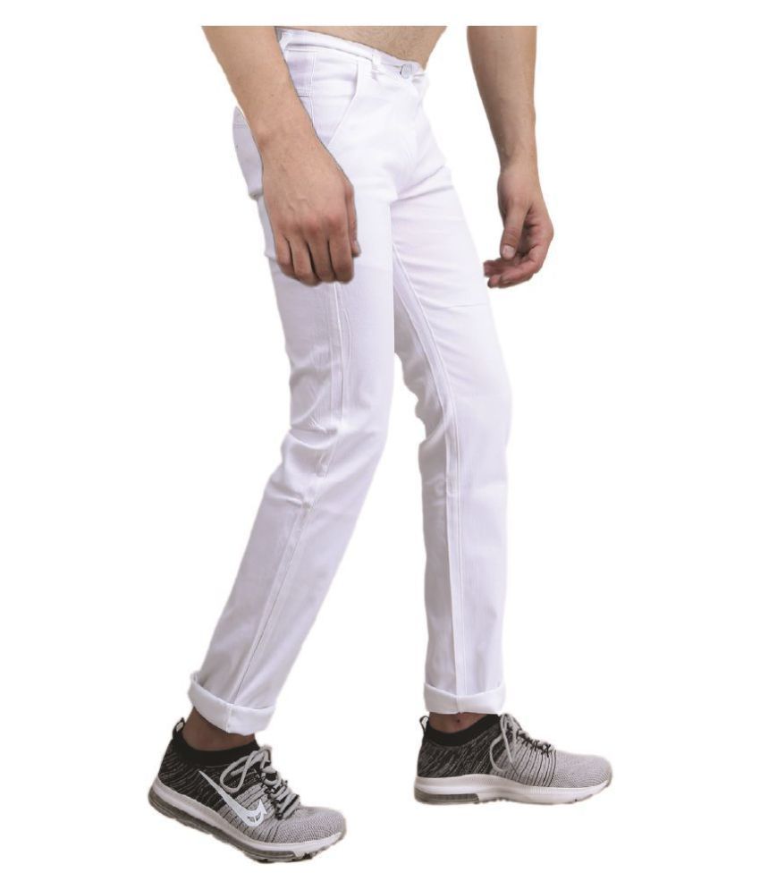 white slim fit chinos