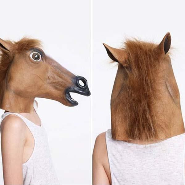Brown Creepy Horse Head Mask Halloween Costume Theater Prop Novelty