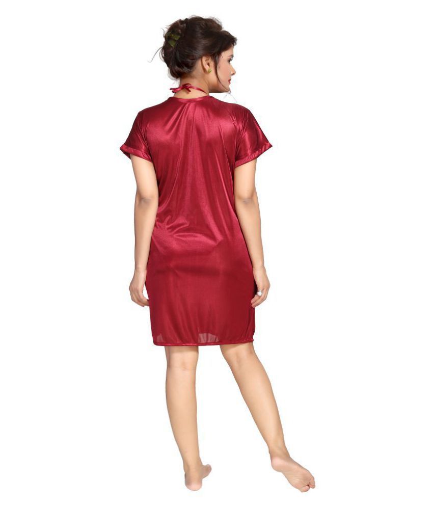 maroon satin robe