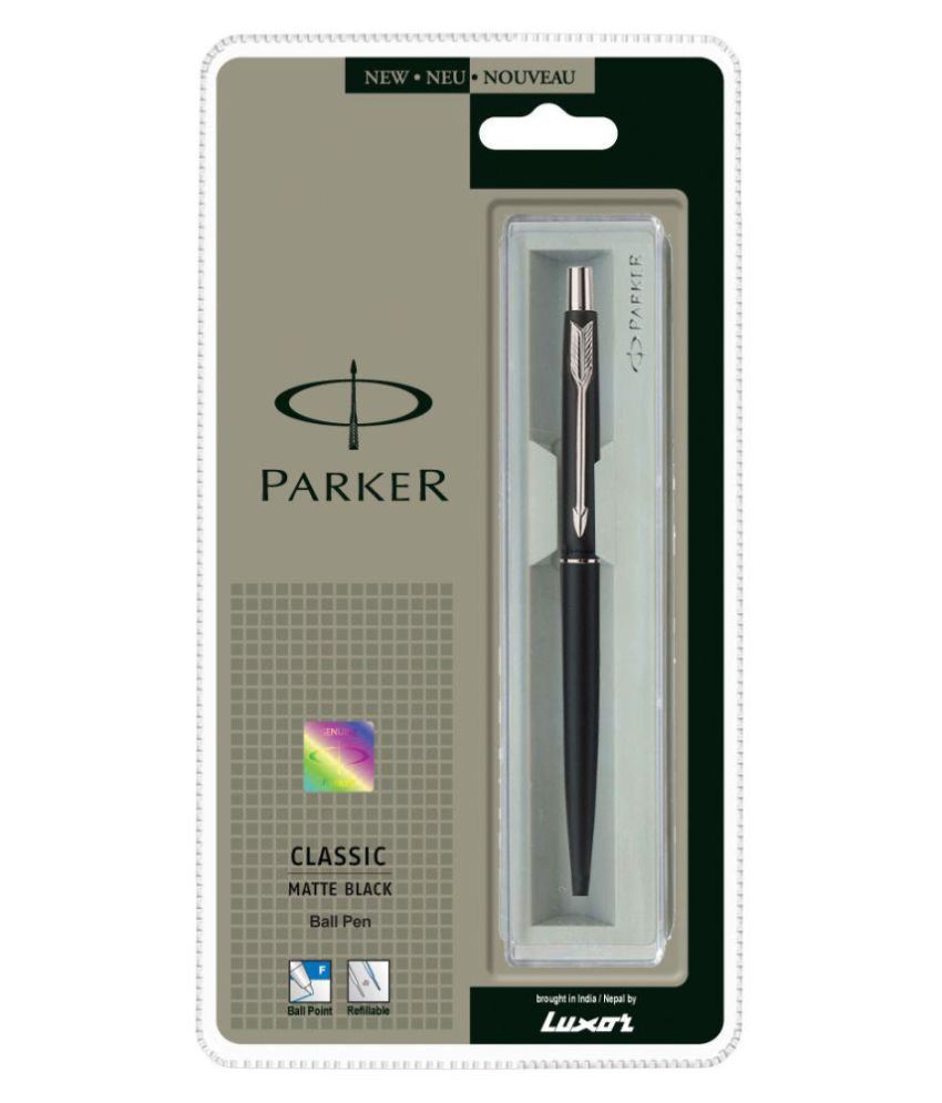    			Parker Classic Stainless Steel & Matt Black CT Ball Pen Combo - Pack of 4