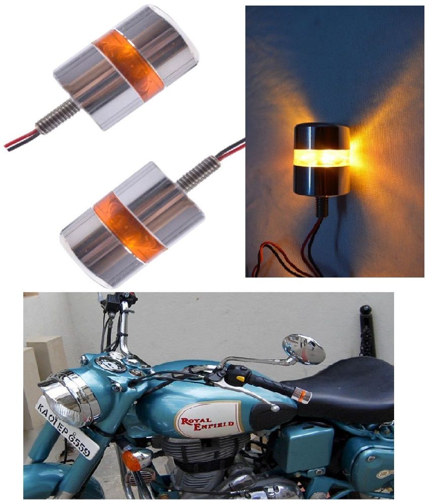 Universal Chrome Motorcycle Handlebar Bike LED Turn Signal Strobe Side